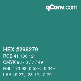 Color code: HEX #298279 | qconv.com