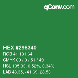Farbcode: HEX #298340 | qconv.com