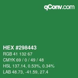 カラーコード: HEX #298443 | qconv.com
