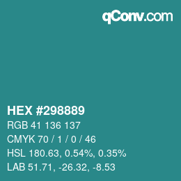 Color code: HEX #298889 | qconv.com