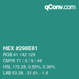 Color code: HEX #298E81 | qconv.com