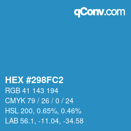 Code couleur: HEX #298FC2 | qconv.com