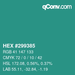 カラーコード: HEX #299385 | qconv.com