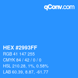 Color code: HEX #2993FF | qconv.com