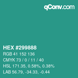 Color code: HEX #299888 | qconv.com