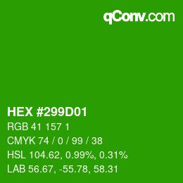 颜色代码: HEX #299D01 | qconv.com