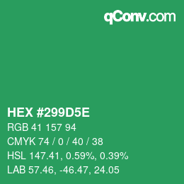 カラーコード: HEX #299D5E | qconv.com