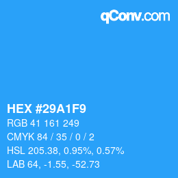 Color code: HEX #29A1F9 | qconv.com