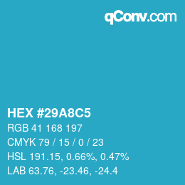 カラーコード: HEX #29A8C5 | qconv.com