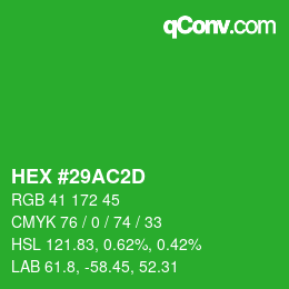 Color code: HEX #29AC2D | qconv.com