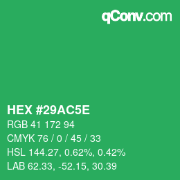 Farbcode: HEX #29AC5E | qconv.com