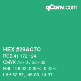 Color code: HEX #29AC7C | qconv.com