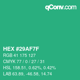 Farbcode: HEX #29AF7F | qconv.com