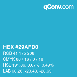 Color code: HEX #29AFD0 | qconv.com