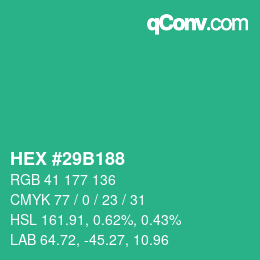 Farbcode: HEX #29B188 | qconv.com
