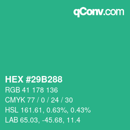 Color code: HEX #29B288 | qconv.com