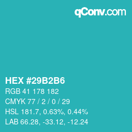 Color code: HEX #29B2B6 | qconv.com