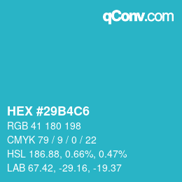 Color code: HEX #29B4C6 | qconv.com