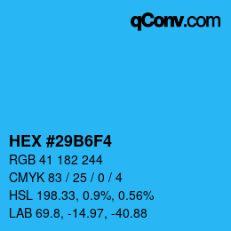 Farbcode: HEX #29B6F4 | qconv.com