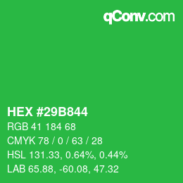 Color code: HEX #29B844 | qconv.com