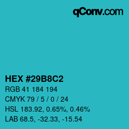 Color code: HEX #29B8C2 | qconv.com