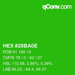 Color code: HEX #29BA0E | qconv.com