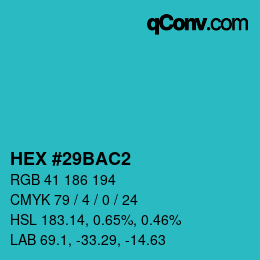 Color code: HEX #29BAC2 | qconv.com