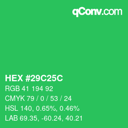 Color code: HEX #29C25C | qconv.com