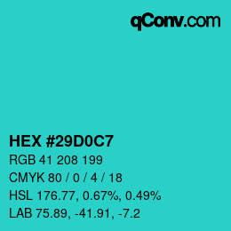 Color code: HEX #29D0C7 | qconv.com