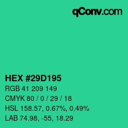Farbcode: HEX #29D195 | qconv.com