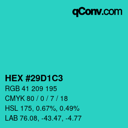 Color code: HEX #29D1C3 | qconv.com