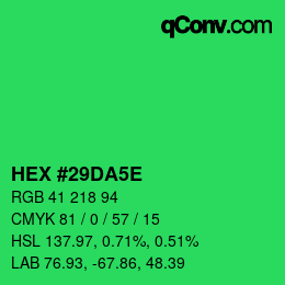 カラーコード: HEX #29DA5E | qconv.com