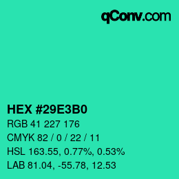 Color code: HEX #29E3B0 | qconv.com