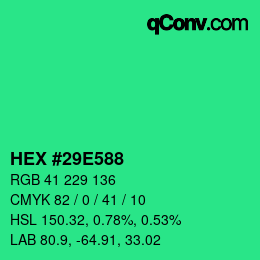 Color code: HEX #29E588 | qconv.com