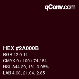 颜色代码: HEX #2A000B | qconv.com