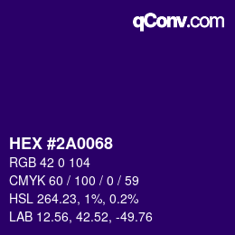 Color code: HEX #2A0068 | qconv.com