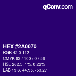 Color code: HEX #2A0070 | qconv.com