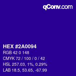 Código de color: HEX #2A0094 | qconv.com