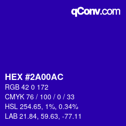 Color code: HEX #2A00AC | qconv.com