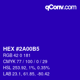 カラーコード: HEX #2A00B5 | qconv.com