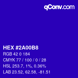 Color code: HEX #2A00B8 | qconv.com