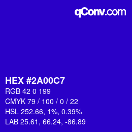 颜色代码: HEX #2A00C7 | qconv.com