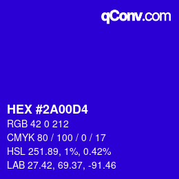 Color code: HEX #2A00D4 | qconv.com