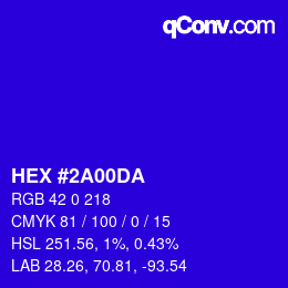 Color code: HEX #2A00DA | qconv.com