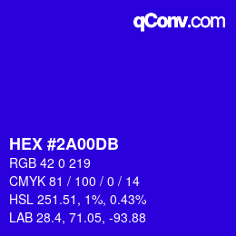 Color code: HEX #2A00DB | qconv.com