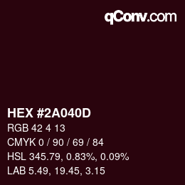 Color code: HEX #2A040D | qconv.com