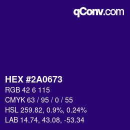 Color code: HEX #2A0673 | qconv.com