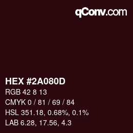 カラーコード: HEX #2A080D | qconv.com