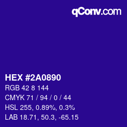 Color code: HEX #2A0890 | qconv.com