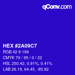 Color code: HEX #2A09C7 | qconv.com